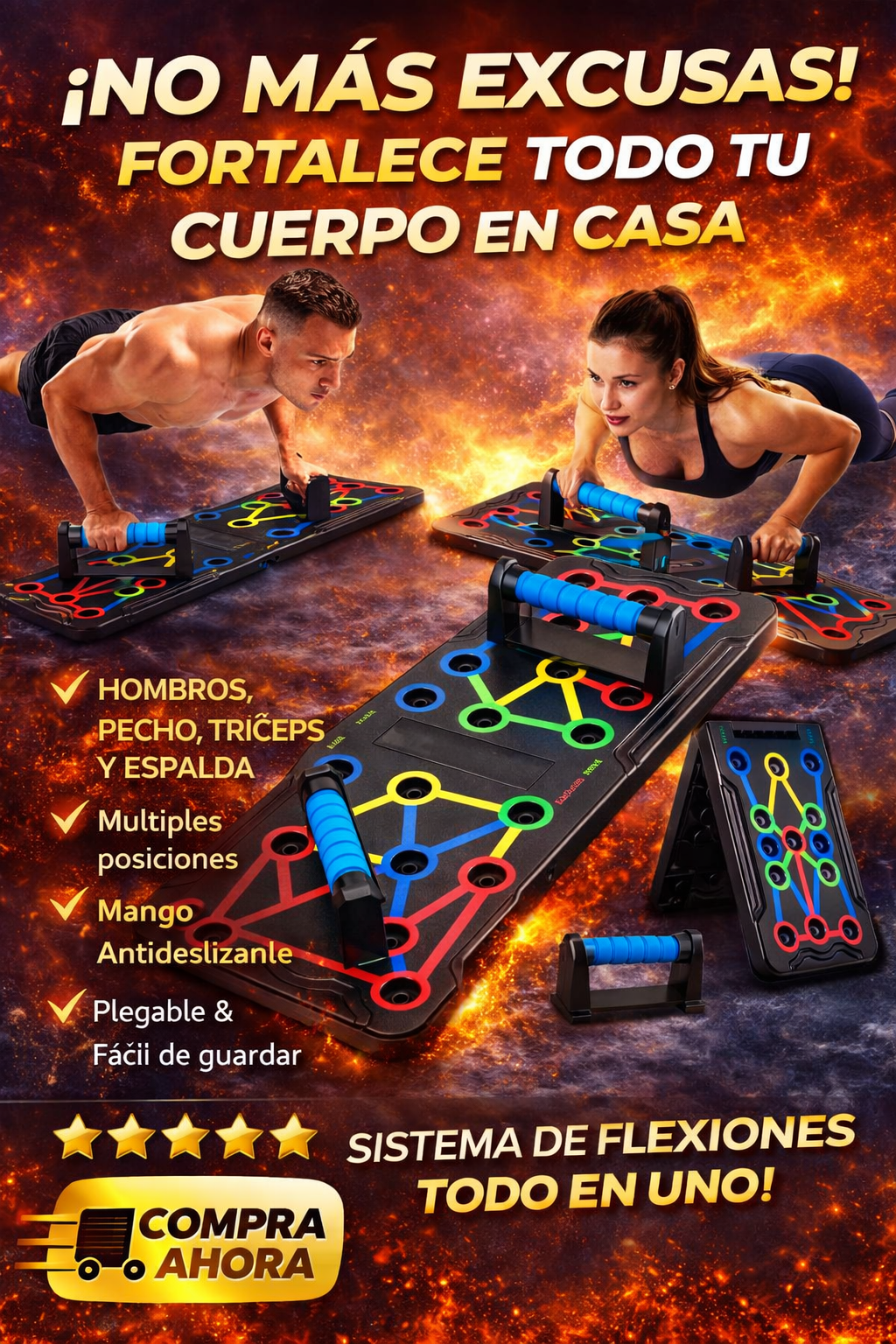 TABLA DE EJERCICIO PUSH UP PARA LAGARTIJAS / PECHADAS MULTIFUNCIONAL